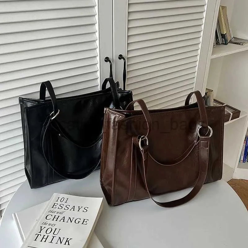 Shoulder Bags Pu Leader Women's Casual Handbag Simple Large Capacity Women's Soul Bags Shoulder Bag University Girls' Book Bagcatlin_fashion_bags