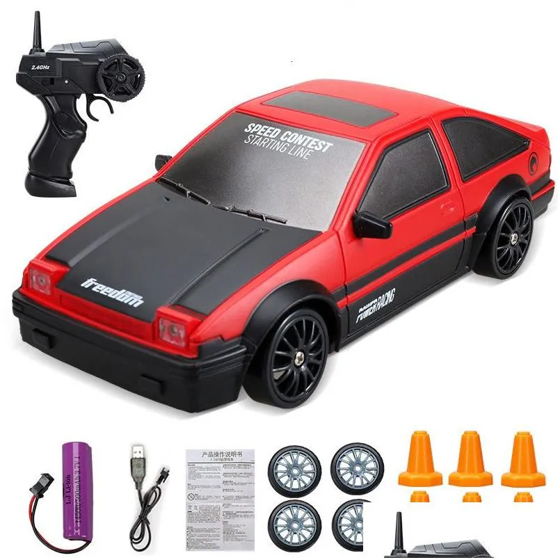 Elektrische/Rc Auto Elektrische Rc 2 4G Drift 4Wd 3 7V 500Mah Speelgoed Afstandsbediening Gtr Model Ae86 Voertuig Racing 230208 Drop Delivery Speelgoed Cadeau Dhw0Q