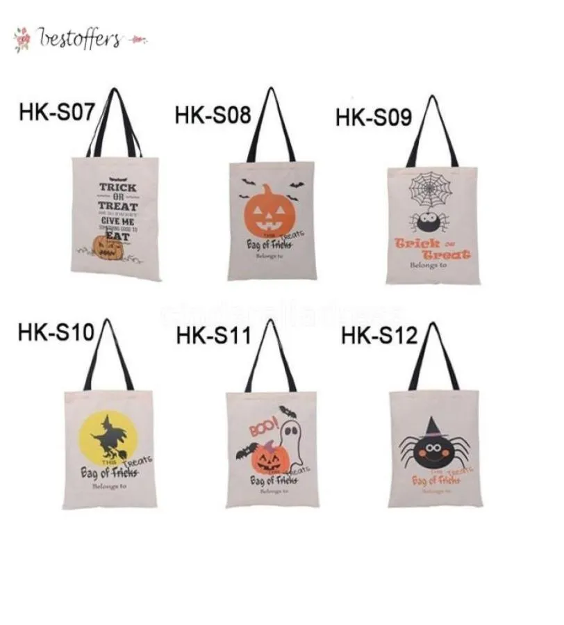 6 styles grands sacs fourre-tout Halloween fête toile Trick or Treat sac à main Festival créatif araignée bonbons sac cadeau pour enfants GB09281994746