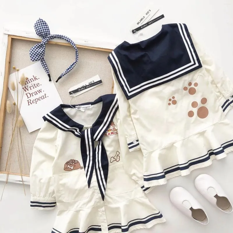 Mädchen Kleider Tonytaobaby Lolita Stil Sailor Kragen Herbst Kleid Kinder Kinder Mädchen Langarm