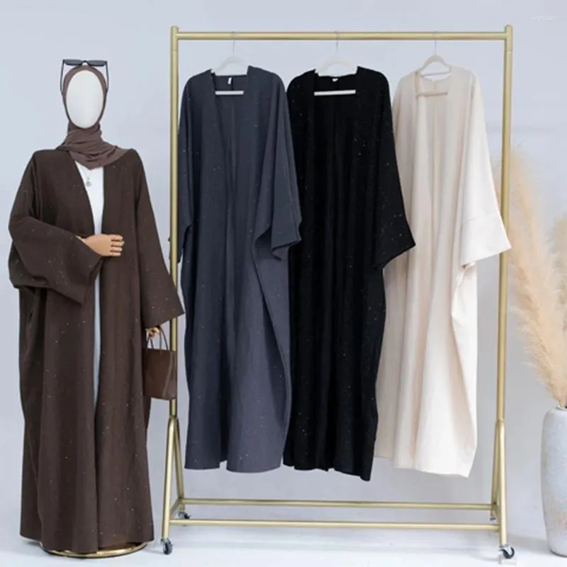 Roupas étnicas Muçulmano Abaya para Mulheres Emirados Árabes Unidos Dubai Glitter Grosso Kimono Cardigan Casaco Batwing Manga Islâmica Turquia Modest Outwear Inverno