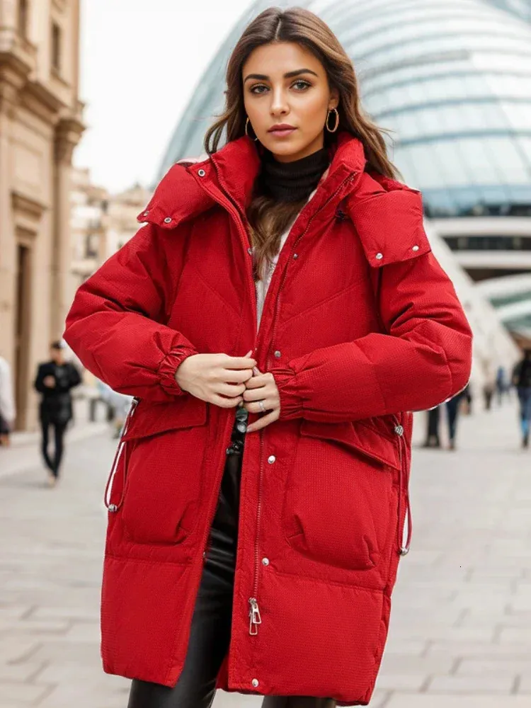 Womens Down Parkas Winter Parka Vintage Warm Jacket White Padded Thick Oversize Black Quilted Femme Coat with Hood for Women 231031