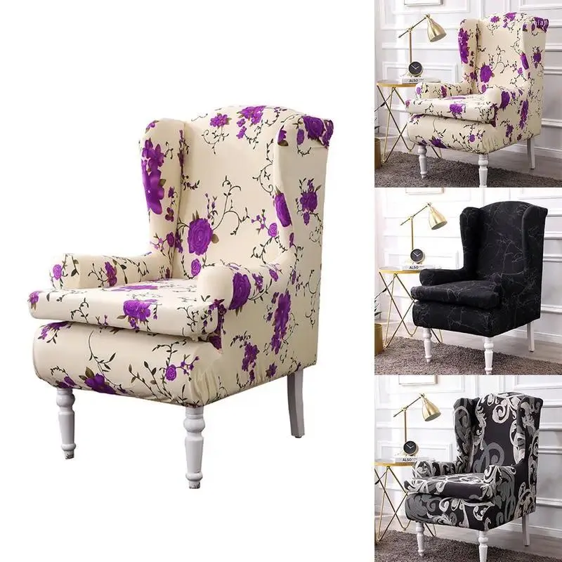 Chair Covers Stretch Wing Cover Armchair Dust-proof Furniture Protector Solid Color Sofa Wingback Slipcover