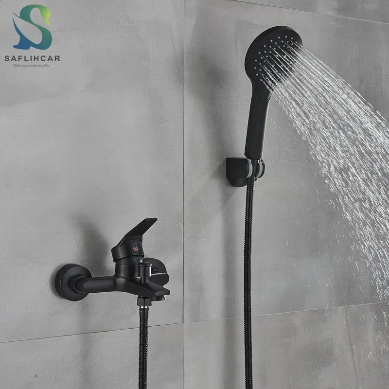 Badrum duschhuvuden matt svart badkar kran kallt vatten mixer kranmontering med handhållen utlopp 231030