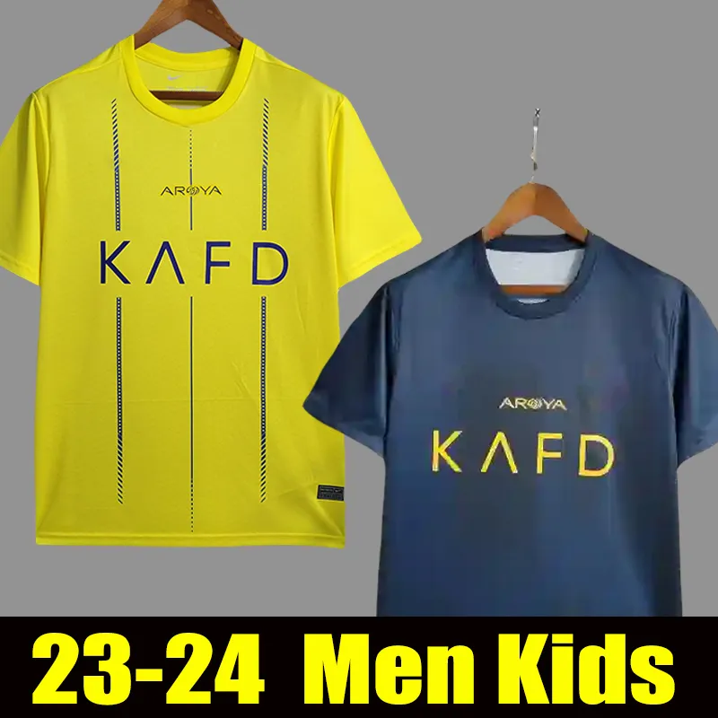 Al Nassr FC soccer jerseys Ronaldos 2023 2024 Home yellow away 23 24 CR7 Talisca Al-Nassr men kids kit Football shirt