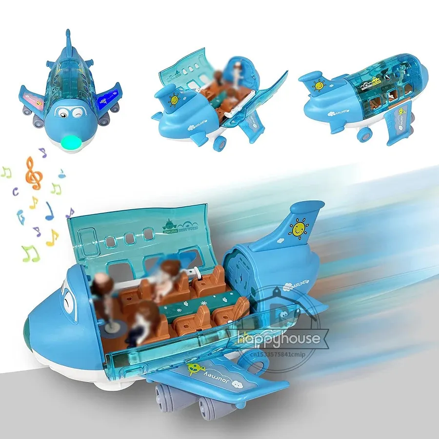 Diecast Model 360 Roterande elektriska planflygplan Toys For Kids Bump and Go Action Toddler Toy med LED -blinkande lätta ljud Boys 231031