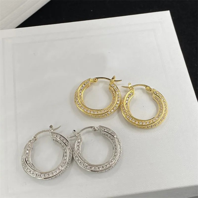 Moda designer das mulheres brincos de argola prata ouro clássico brincos para mulheres brinco de cristal luxo presentes de casamento orelha studs jóias