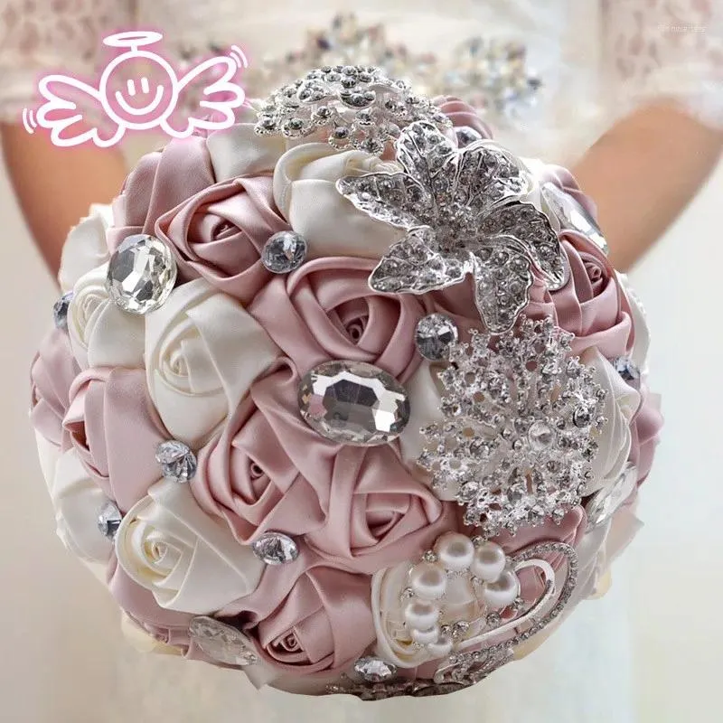 Flores de casamento personalização romântica buquê de noiva strass broche de dama de honra segurando