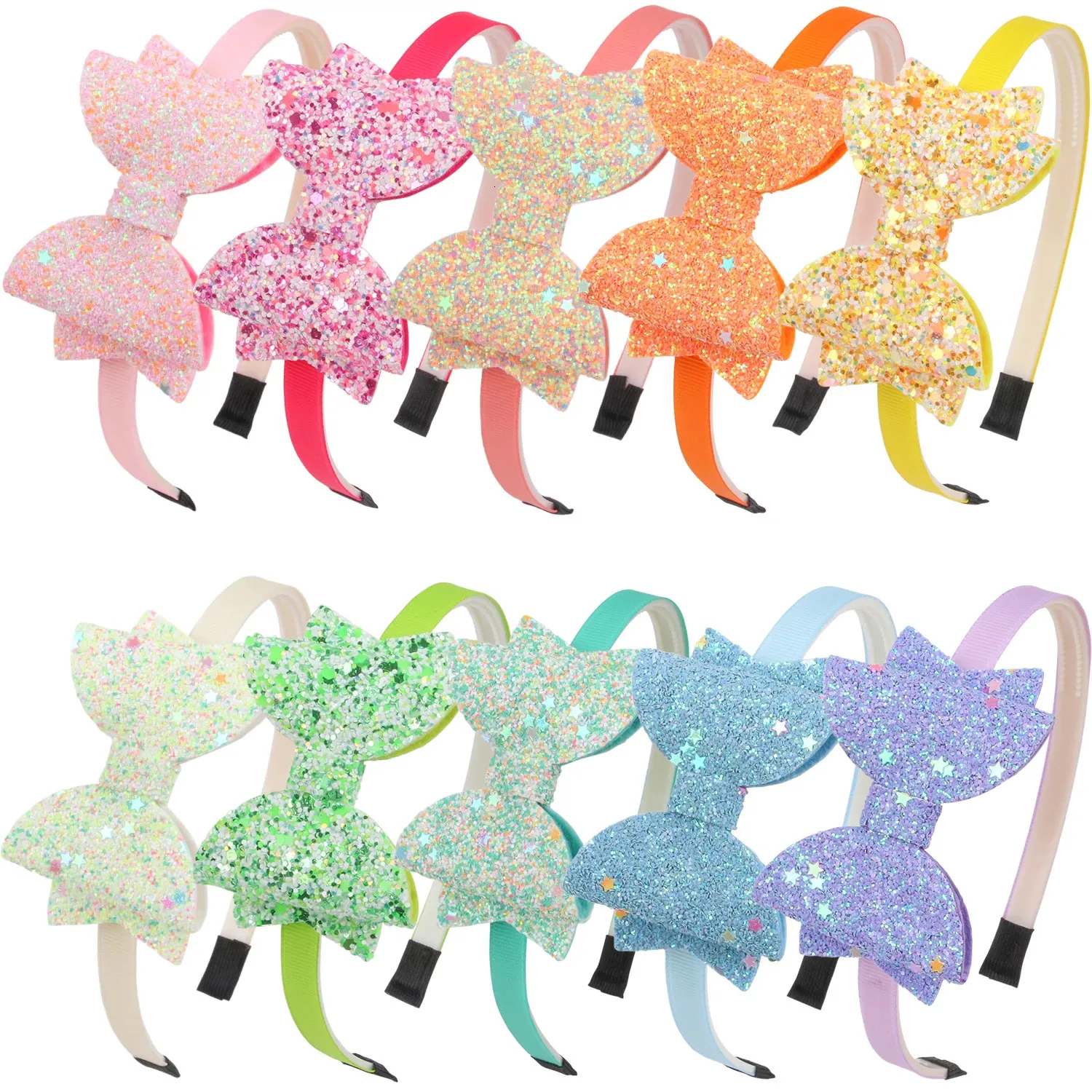 Accessoires de cheveux XIMA 10pcslot 35 pouces Glitter Bows bandeaux pour filles bandeaux fête enfants enfants 231031