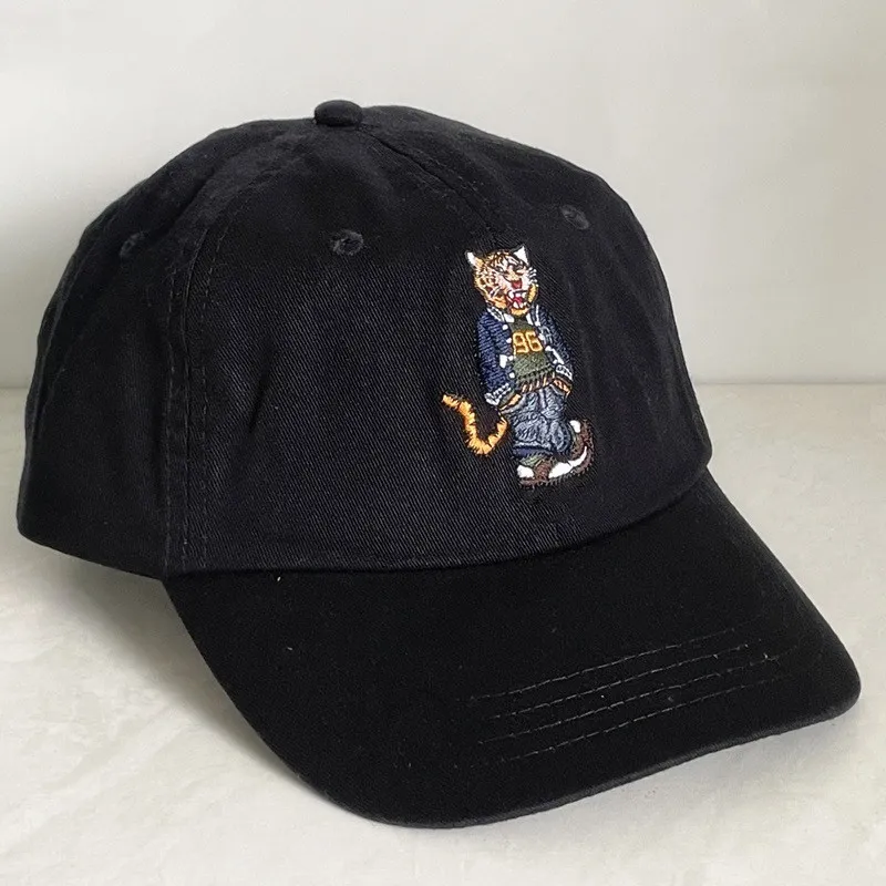 Boné de beisebol da série Bear, boné de beisebol feminino e masculino, chapéu de sol bordado de pônei com alfabeto, chapéu de marca de moda preto