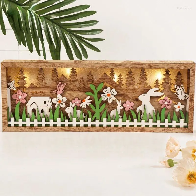 Ramki prostokątne drewniane ozdoby ramy obrazowej lampa wielkanocna lampa dekoracyjna kolorowa dekoracja domu rzemieślnicza
