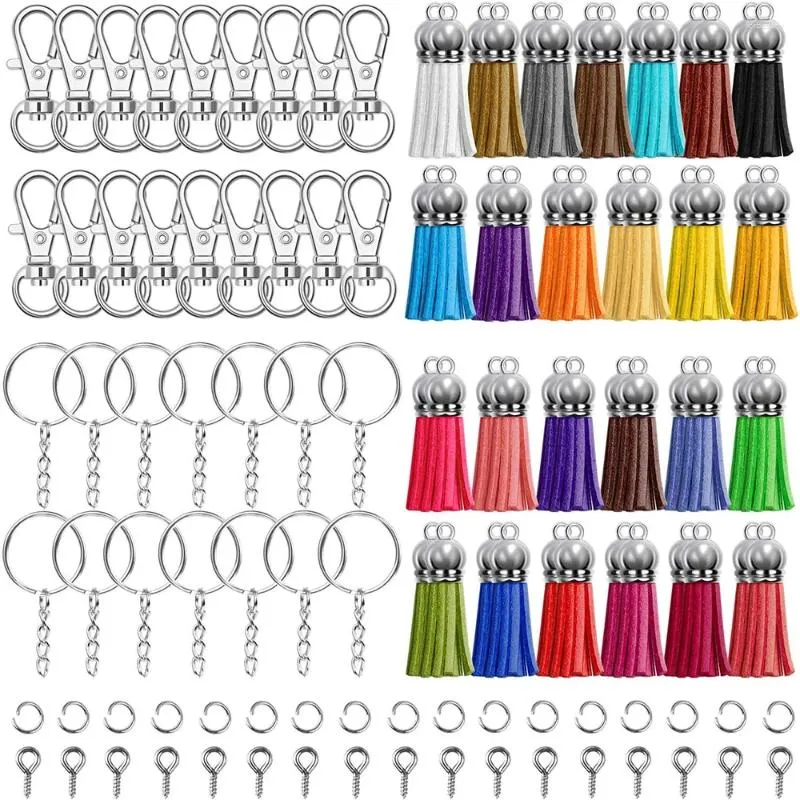 Keychains 350Pcs Bulk Ring Set Keychain Hardware Clips Key Chain Rings Jump Screw Eye Pins Acrylic Blank Crafts