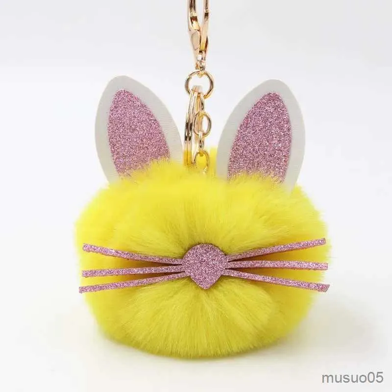 Mobiltelefonkedjan Creative Multi-Color Rabbit Hairball Pendant Super Cute Rabbit Bag Plush Pendant Keychain Cartoon Rabbit Pendant R231031