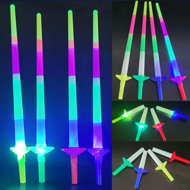 Led Rave Toy 5/10/20 Stück 4 Abschnitte ausziehbares LED-Leuchtschwert Kinderspielzeug Leuchtstab Konzertparty-Requisiten Bunte Leuchtstäbe für Party 231030