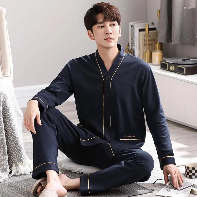 Soft And Comfortable Mens V Neck Pajama Set With Cardigan And