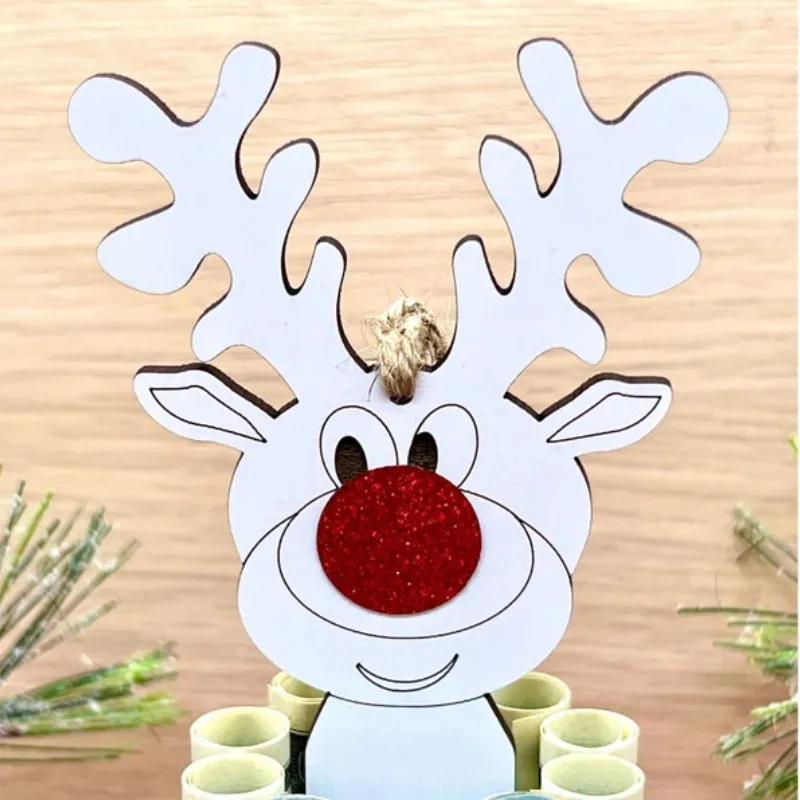 Wooden Christmas Unique Money Holder for Cash Money Gift Holder Ornaments Reindeer Snowman Christmas Tree Desktop Hanging pendant