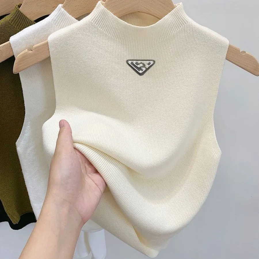 Women's Tanks & Camis designer luxury stand collar knitted sleeveless sweater tops vest tank SMLXL QPIP