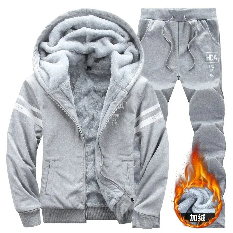 Mens Tracksuits Homens Conjuntos de Inverno 8XL Hoodies Casuais Com Capuz Moletons Quentes Mais Grosso Jaquetas de Lã Calças 2 P Moleton Masculino 231031