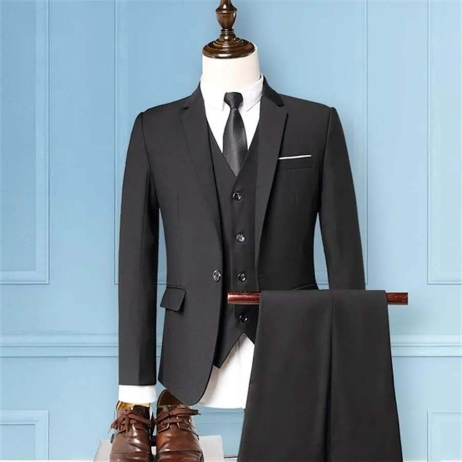 Mens Suits with Pants Men 3 Piece Set Slim Fit Suits for Groom Wedding Gentleman One Button Blazer Vest Pants Men Business Suite W276W