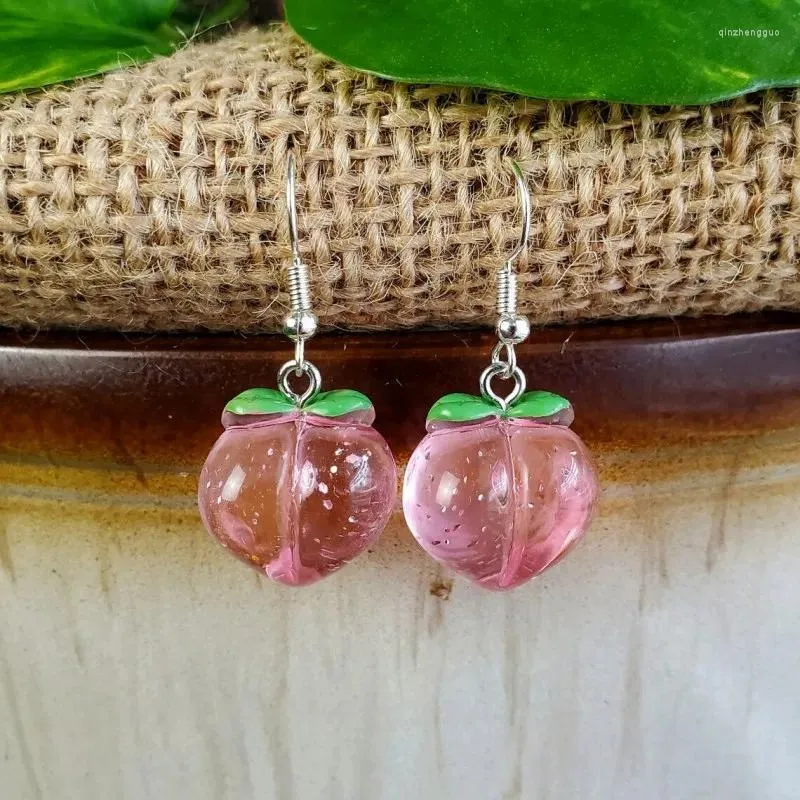 Dangle Earrings Simulated Transparent Pink Peach Charm Sweet 3D Fruit Resin Accessories Handmade Jewelry Eardrop For Women