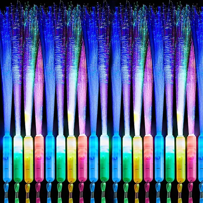 LED Fiber Optic Wands 10/ - Light Up Glow Sticks, Flashing Party Favors ...