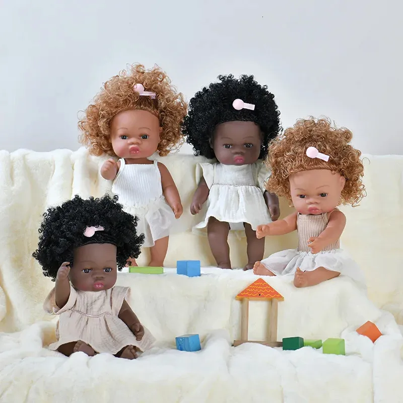 7inches Poupée Noir Bébé Re-born Fille Corps Réaliste Afro-Américain Bébé