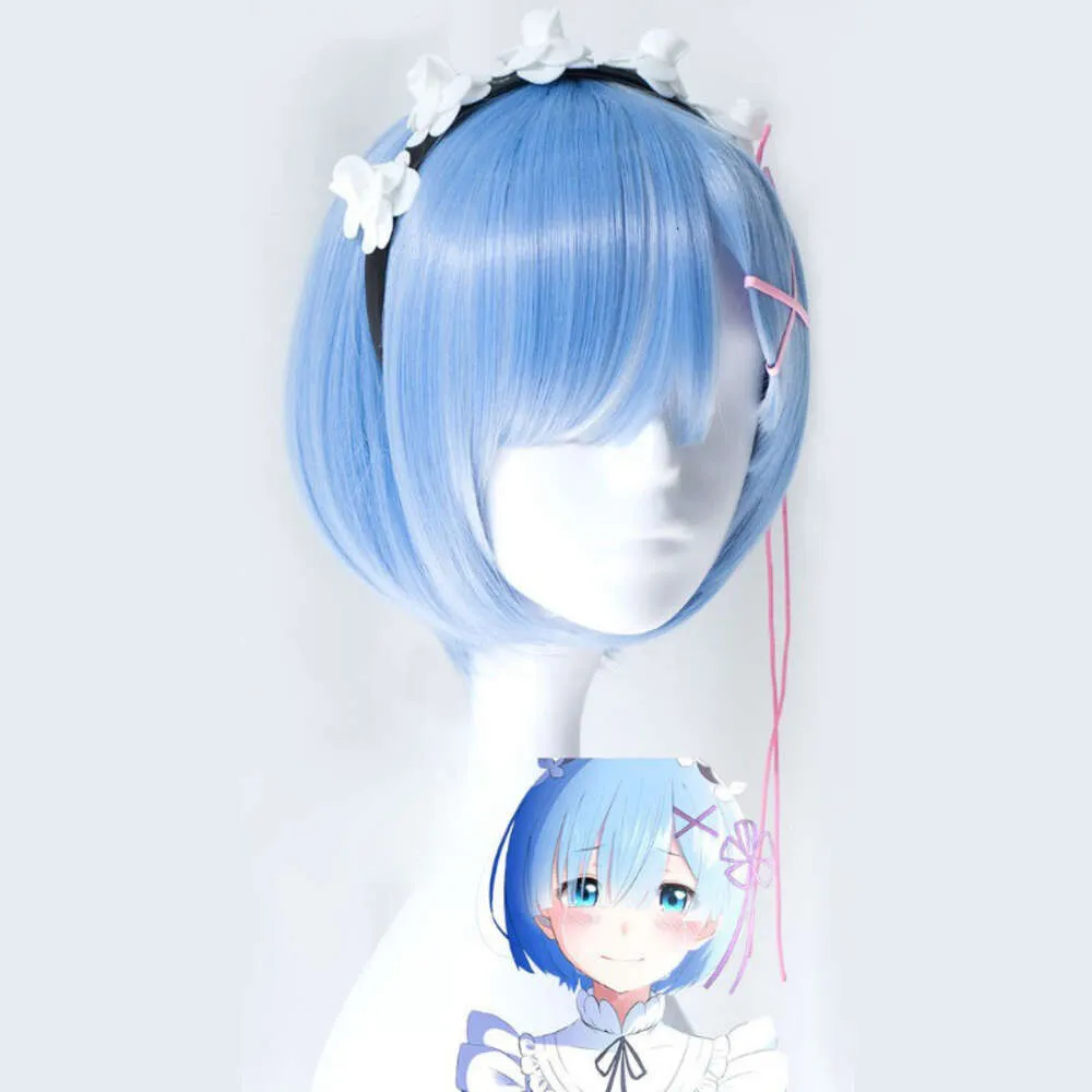 Color REM Wig or RAM Cosplay Wigs Re:zero Starting Life in Another World Costume Play Halloween Costumes C85308AD