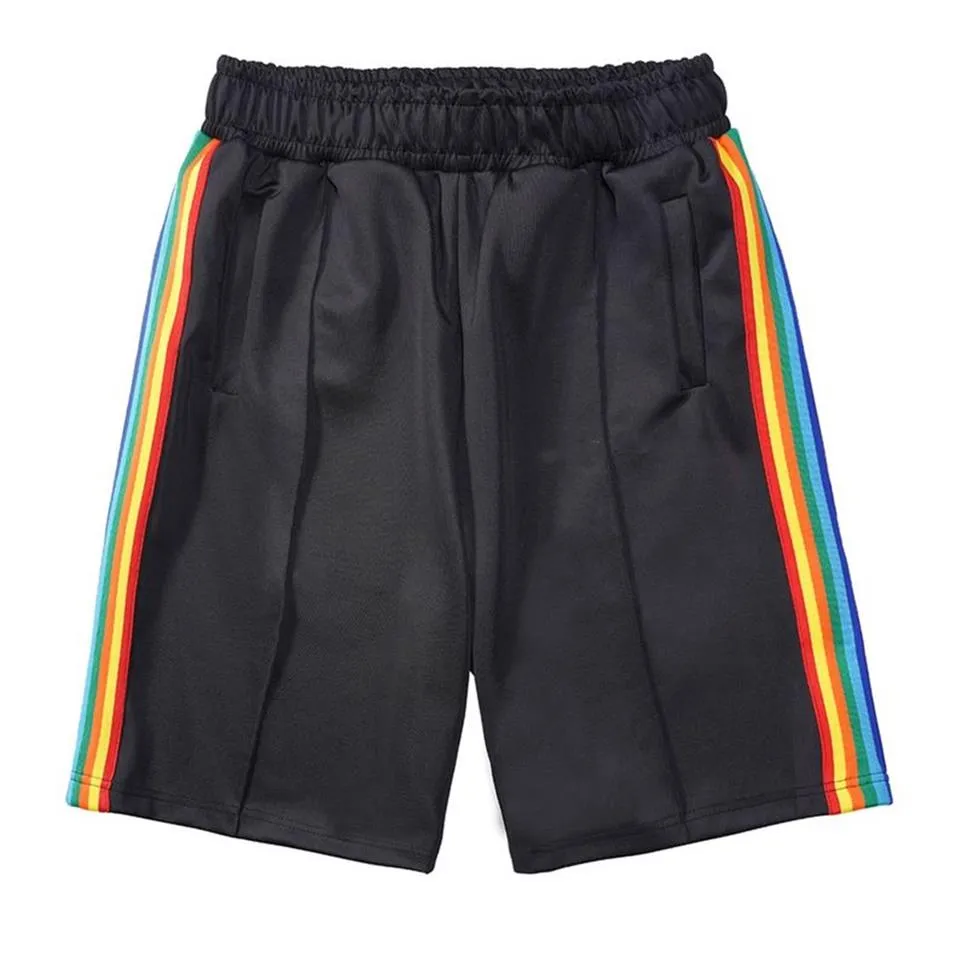 Mode Hommes Track Shorts Polyester Coloré Designer Mâle Ceinture Élastique Deux Poches Pincez Coutures Lettre Imprimé Coloré Str237S