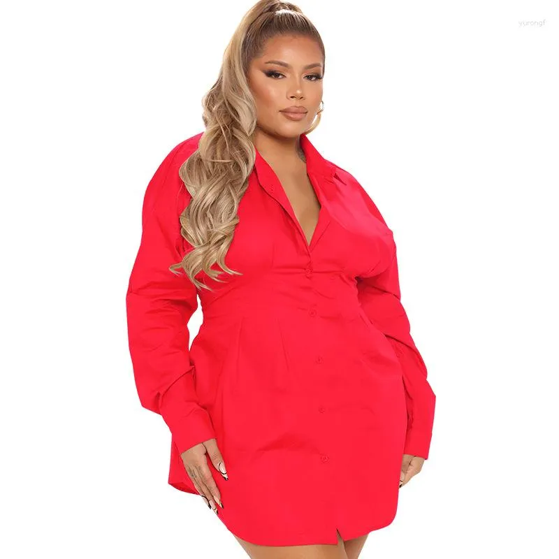 Casual klänningar Big Size Women Party Dress Red Color Fat Plus Plus