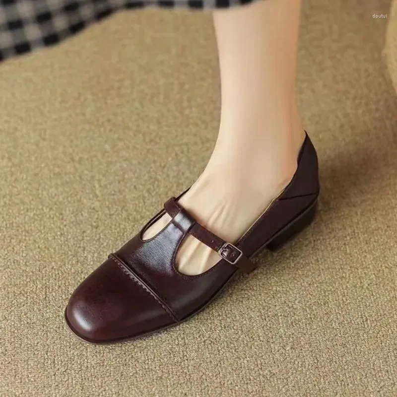 Elbise Ayakkabı Retro Kadınlar Oxford Düşük Topuklu Tap Siyah Siyah Tokalı Deri Kızlar Zapatos Mujer 1547n