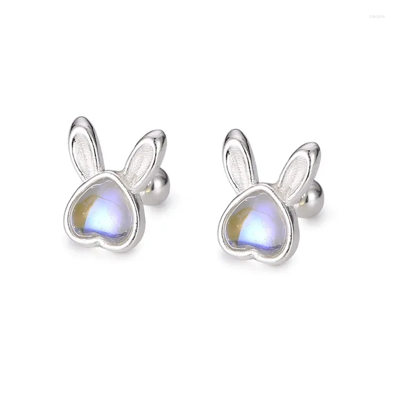 Boucles d'oreilles Uniorsj en argent Sterling 999, pierre de lune rose et bleue, jolie perle à vis en forme d'animal pour femmes, bijoux de perçage