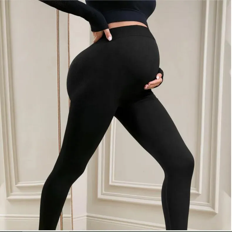 Elastisk hög midja moderskap leggings mager för gravida kvinnor mage stöder postpartum leggins kropp shaper fitness byxor