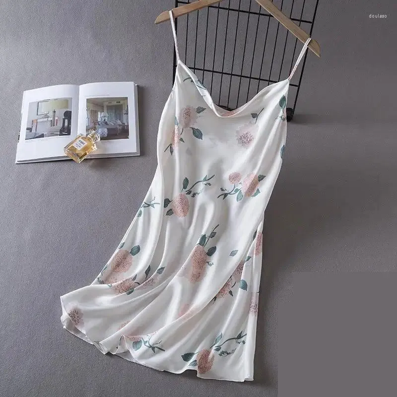 Mulheres sleepwear verão mulheres chemise camisola impressão flor nightie nightwear sexy cinta nightdress cetim casa wear vestido loungewear