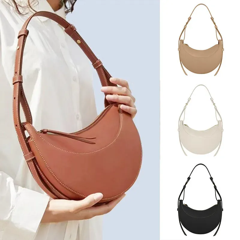 Half Moon Paris Underarm Numero Un Nano Full-grain Camel Le Cyme Tote Tonca Texturizado Duo Couro Bolsa de Ombro Designer Mini Crossbody