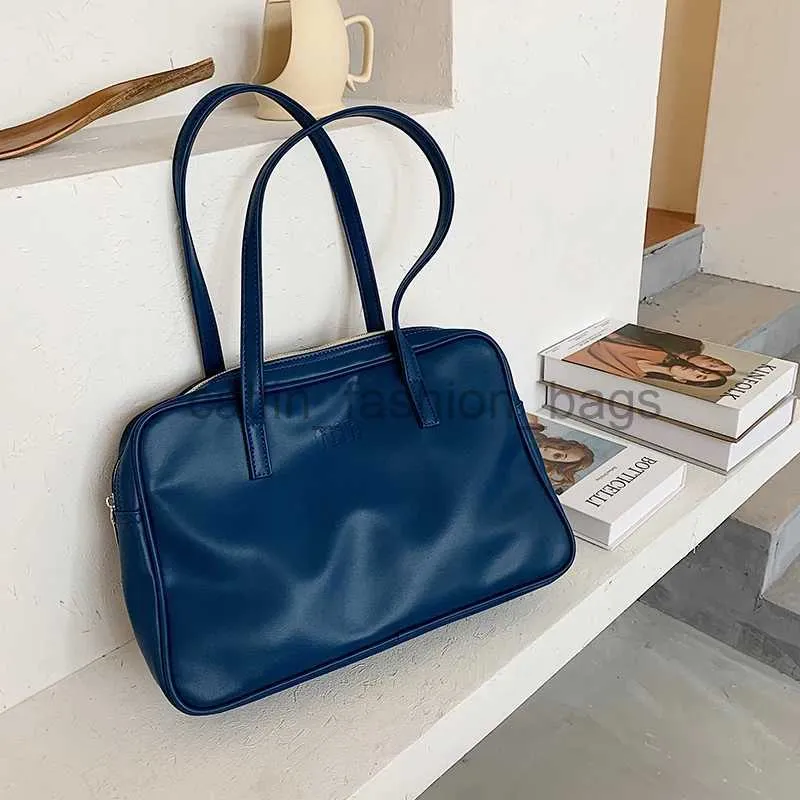 Borse a tracolla Portafoglio da donna in PU morbido Portafoglio grande con capacità tascabile Borsa da ragazza per studentesse Borsa blu da donna in PU morbidocatlin_fashion_bags