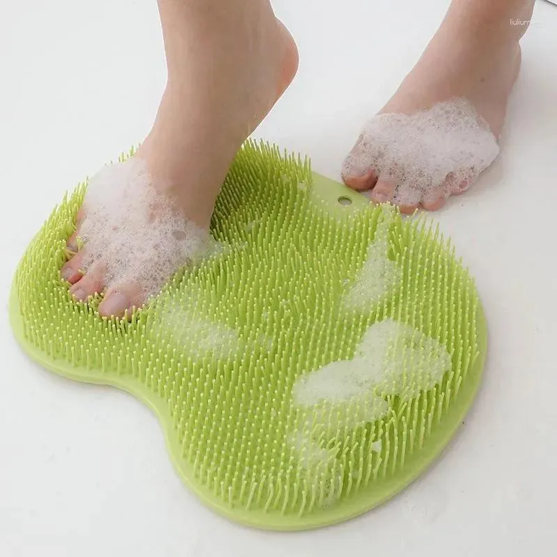 Bath Mats Silicone Non-slip Bathroom Mat Foot Massage Scrubber Pad Shower Products Alfombrilla De Ducha Antideslizante