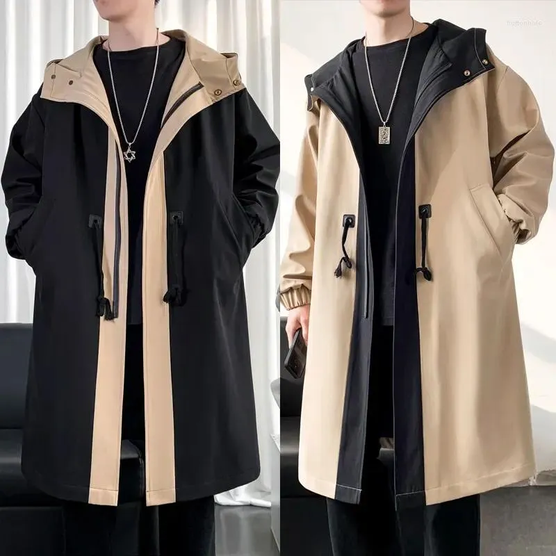 Men's Trench Coats 2023 Spring Autumn Coat Men Streetwear Long Jacket Hip Hop Male Fashion Windbreaker Hooded Overcoat Women Top