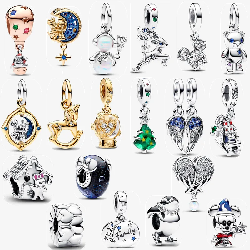 2023 Рождественский подарок к празднику, серебряные подвески, браслеты-качалки, единорог, висячий кулон, сделай сам, подходит для пандоры, ожерелье ME, браслет для женщин, дизайнерские украшения