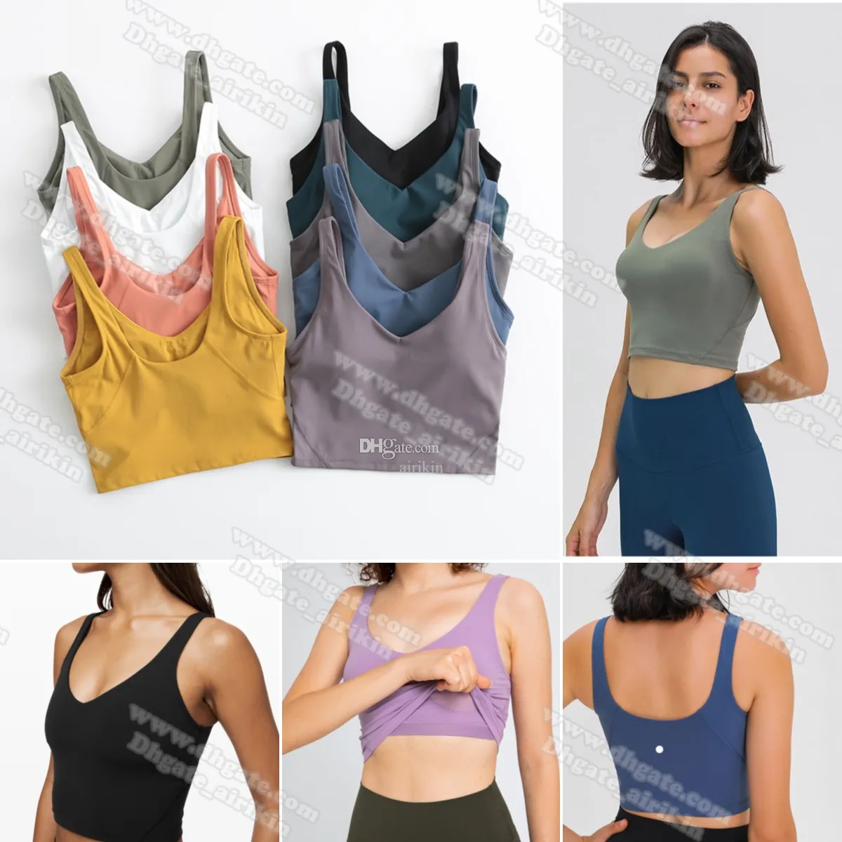 Lululemen Donna Abbigliamento da palestra ad asciugatura rapida Intimo Reggiseno yoga Coppe rimovibili Supporto leggero Reggiseno sportivo Lingerie fitness Reggiseno da allenamento traspirante U Back Gilet sexy