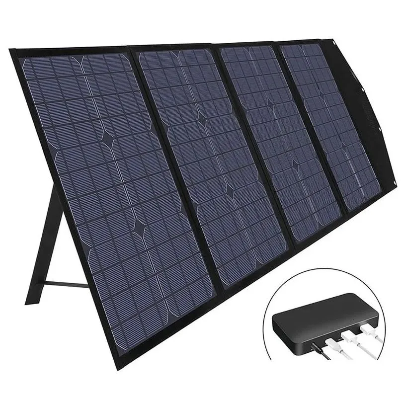 Drahtlose Ladegeräte 120W 18V vierfach faltbares Solarpanel-Kickstand-Design Dcadd2XusbaddType-C-Ausgänge Tragbares Ladegerät für den Außenbereich CA Ot0Cs