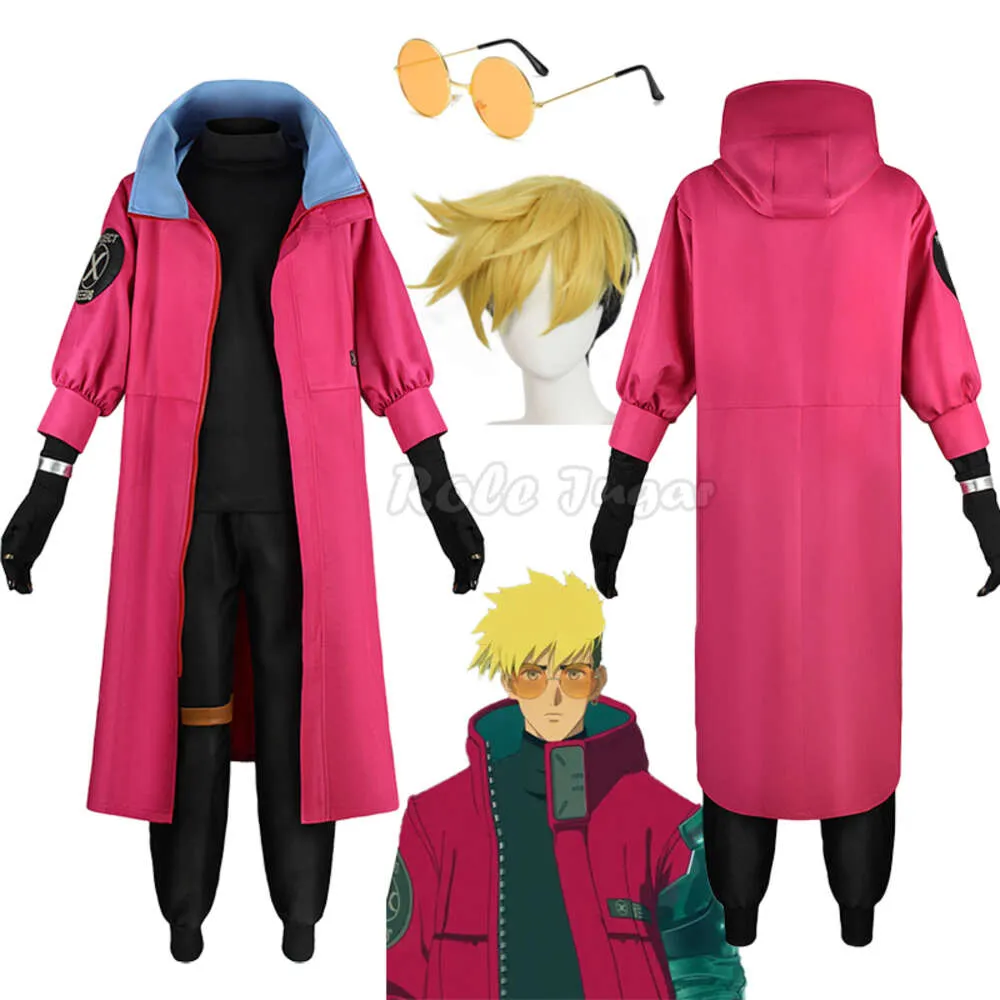 Costume de Cosplay Anime the Stampede Trigun Meryl Stryfe Wolfwood Vash, uniforme rouge, perruque, tenues de lunettes de soleil d'halloween