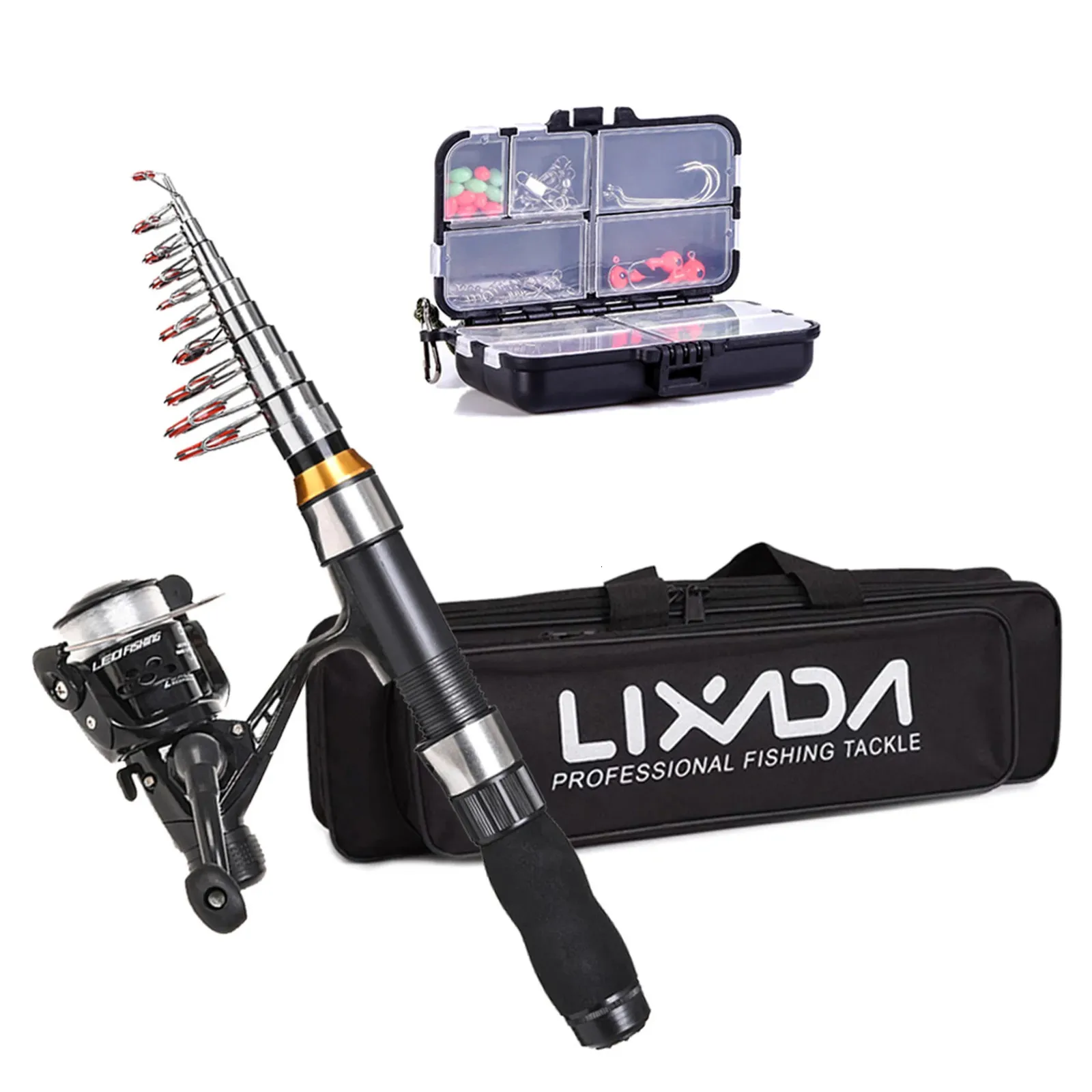 Lixada Collapsible Fishing Rod Reel Combo Full Kit Telescopic Spinning Set  With Hooks, Soft Lures, Barrel Swivels 2.1m And 2.,3m Boat Fishing Rugs S  231030 From Ren06, $28.06