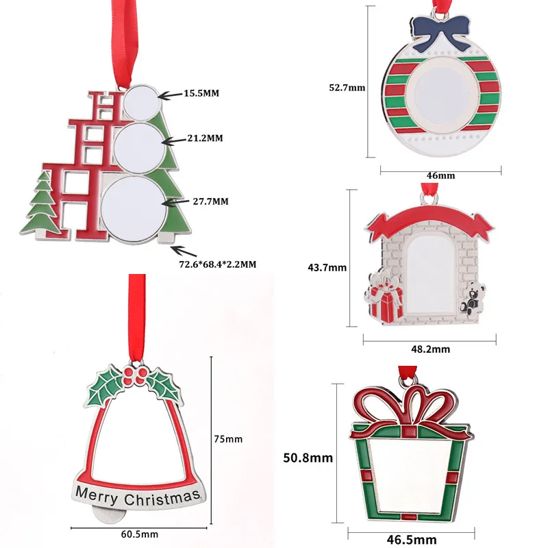 Sublimation Ronde Carrée Neige Ornements De Noël Décorations Transfert