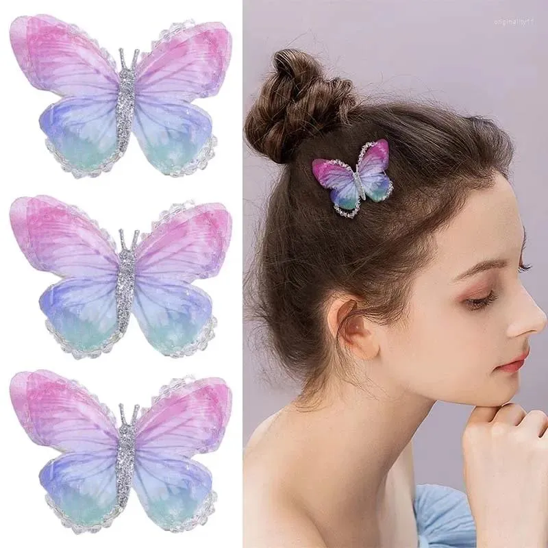 Haaraccessoires Ncmama 2 Stuks Vlinder Haarspelden Voor Vrouwen Zoete Meisjes Glitter Kralen Clips Haarspeldjes Grip Kids Hoofddeksels