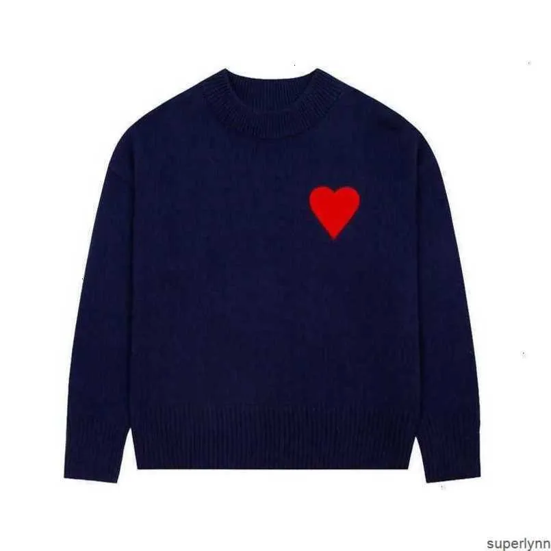 amiS AM I Paris Mode Herren Designer amishirt Strickpullover amisweater Gesticktes rotes Herz Volltonfarbe Big Love Rundhals Kurzarm ein T-Shirt für Männer Zqxh