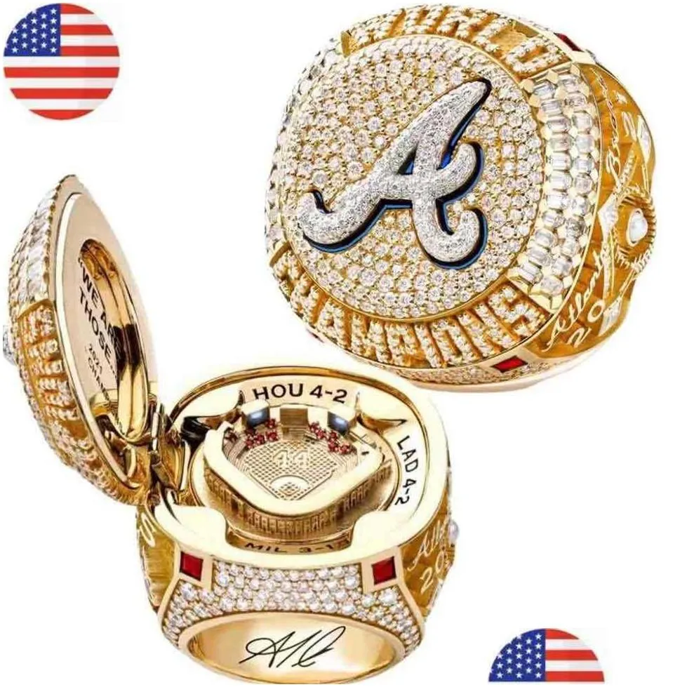 6 player name soler man albies 2021 2022 world series baseball braves team ring with wooden display box souvenir 299c2352920