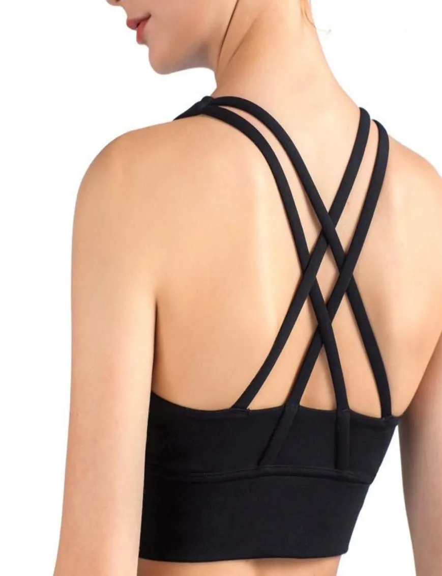 Soutien-gorge de sport sans couture à bretelles croisées dans le dos soutien-gorge de yoga rembourré pour femmes brassière de gymnastique en cours d'exécution haut de fitness vêtements d'entraînement 11119924