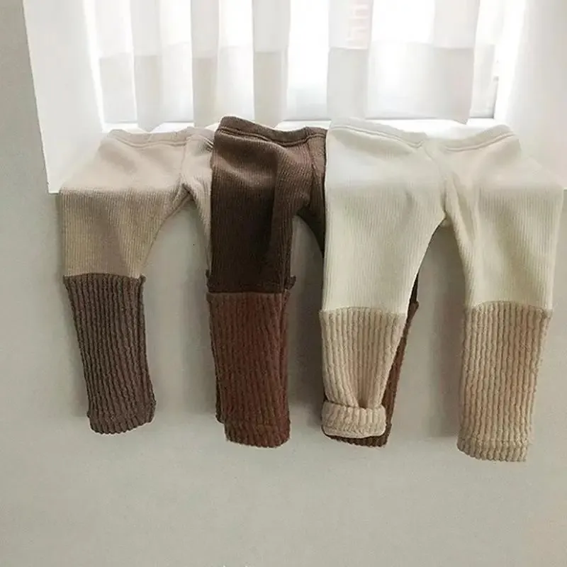 Pantalon bébé unisexe les leggings en peluche d'hiver