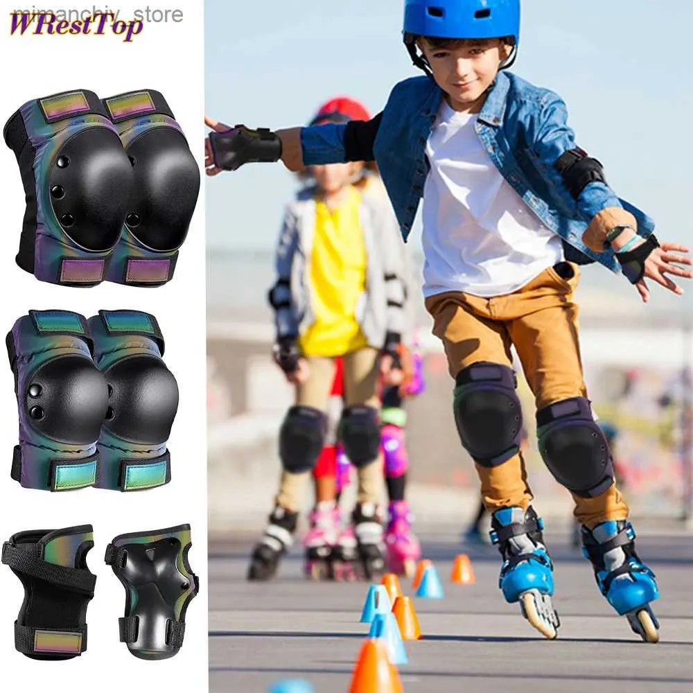 Skate Protective Gear 6pcs/Set Adult/Kids/Youth Knebow Pads Skate Sports Protective Gear for Roller Skating Inline Scooter Skateboard Cycling Q231031