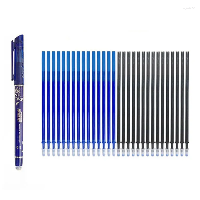 31Pcs/Set Erasable Pen Washable Handle 0.5mm Black Blue Ink Writing Gel Pens Refill Rod For School Office Stationery